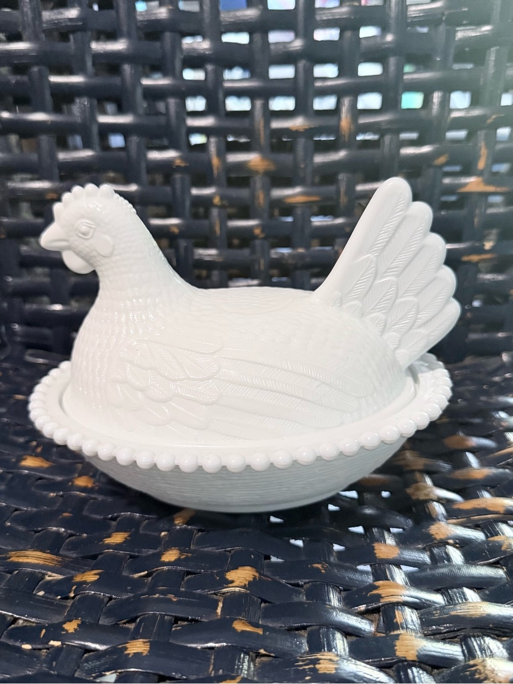 White Hen-On-Nest Decorative Covered Dish